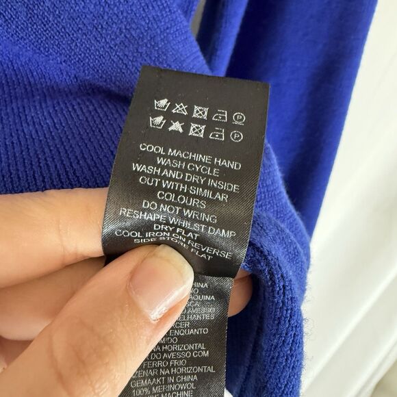 The Fold Sweater Women's Large Blue Knit 100% Merino Wool Long Sleeve Pullover - Picture 7 of 10